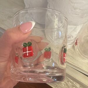 Crate&Barrel Festive Glass with Red Gift Design